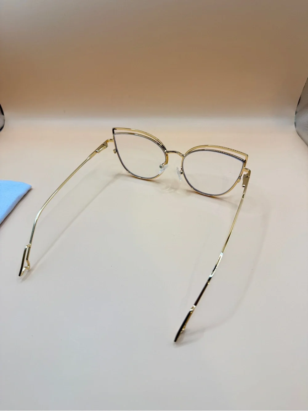 Women’s Cat-Eye Fashion Glasses in Tortoiseshell and Gold, No prescription